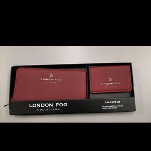 London Fog Burgundy Wallet and Card Holder Set